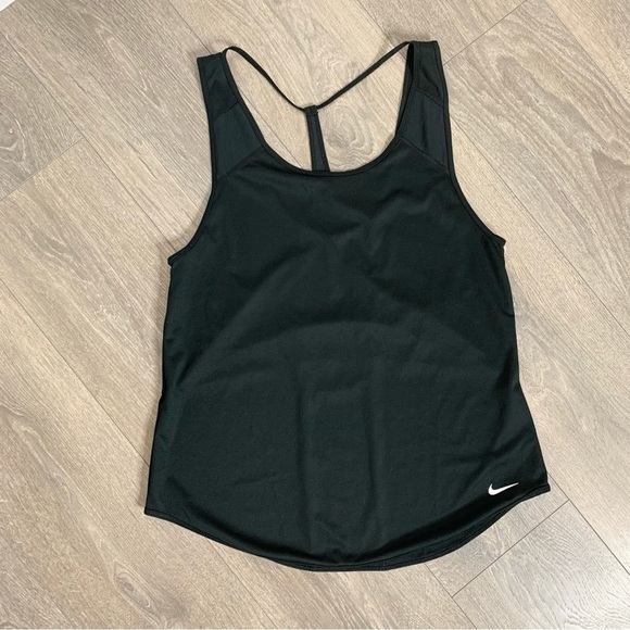 Nike Womens Dri fit Breathe Loose Tank Top T-Back Black Size Medium - Picture 2 of 13